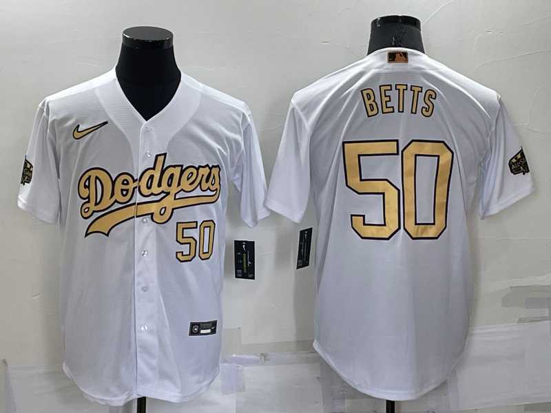 Los Angeles Dodgers #50 Mookie Betts Number White 2022 All Star Stitched Cool Base Nike Jersey,We sell and wholesale Los Angeles Dodgers #50 Mookie Betts Number White 2022 All Star Stitched Cool Base Nike Jersey on line form chian!